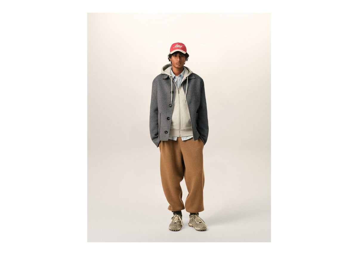 Ami Paris Button-Down Wool and Cashmere Jacket Carbon Grey/Ash Grey