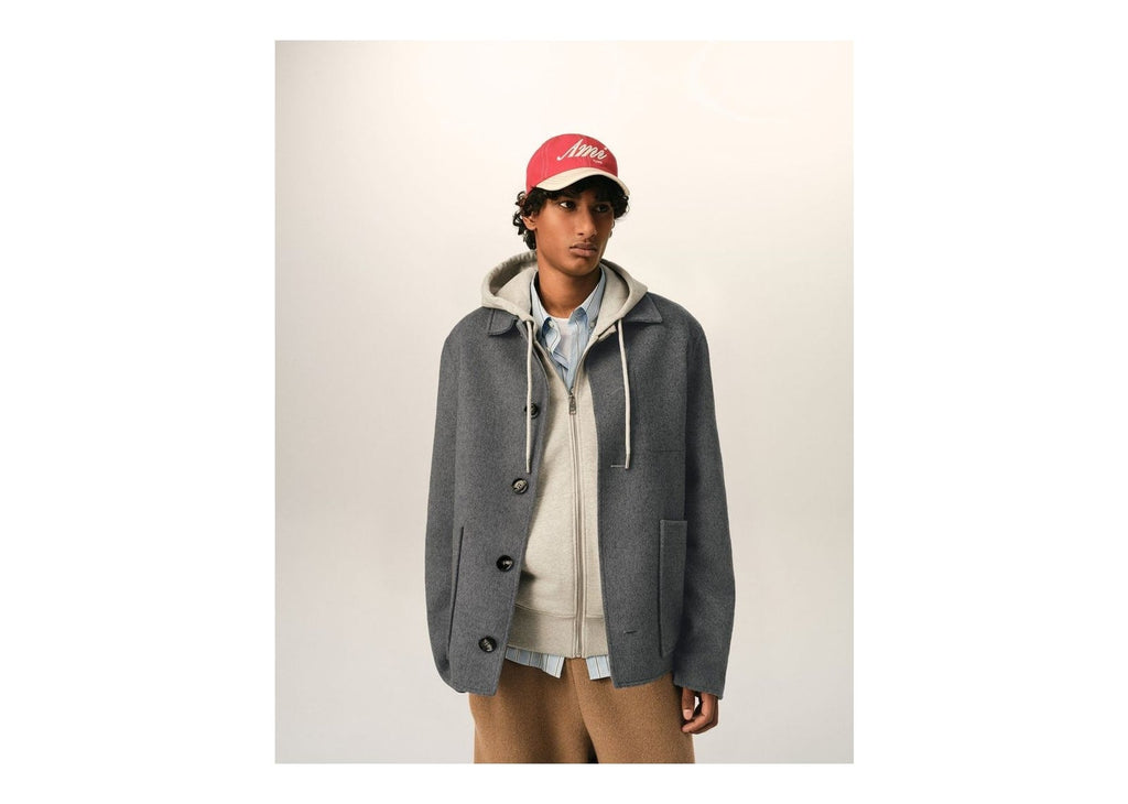 Ami Paris Button-Down Wool and Cashmere Jacket Carbon Grey/Ash Grey