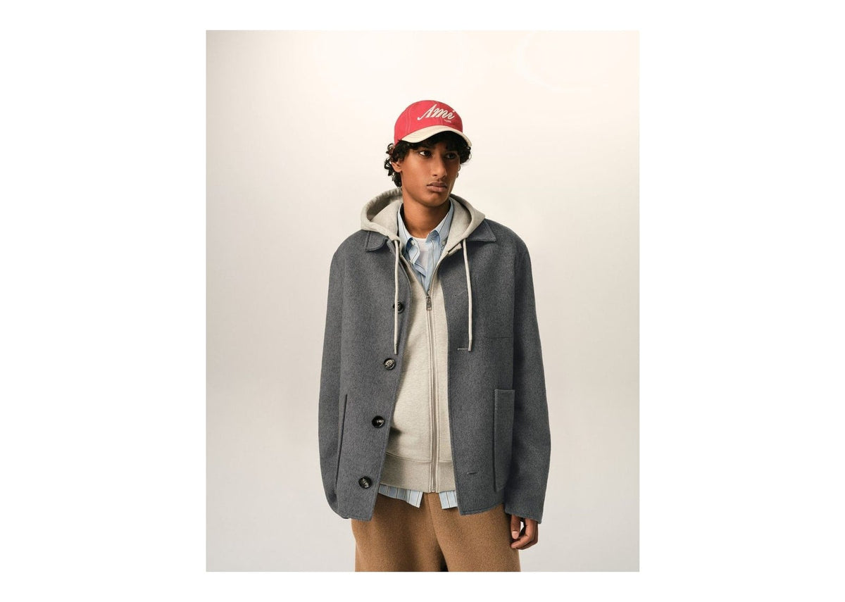 Ami Paris Button-Down Wool and Cashmere Jacket Carbon Grey/Ash Grey