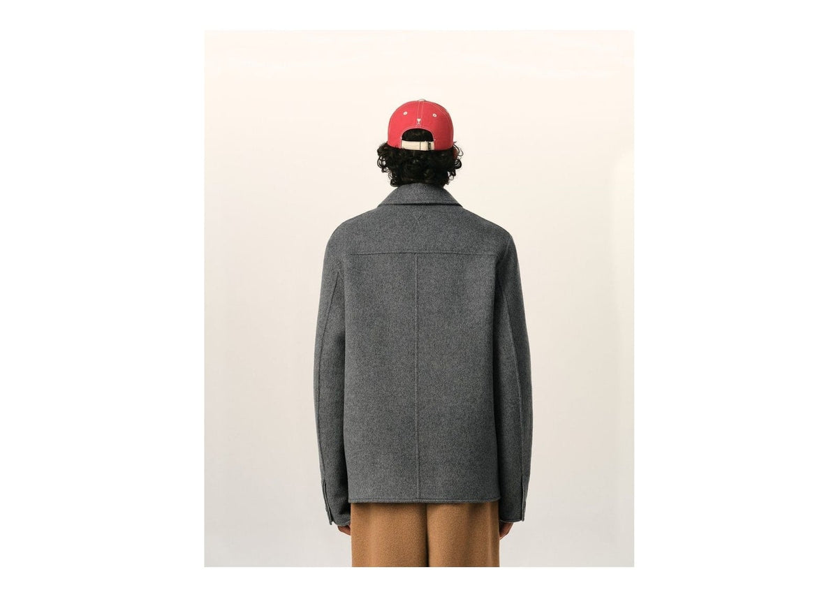 Ami Paris Button-Down Wool and Cashmere Jacket Carbon Grey/Ash Grey