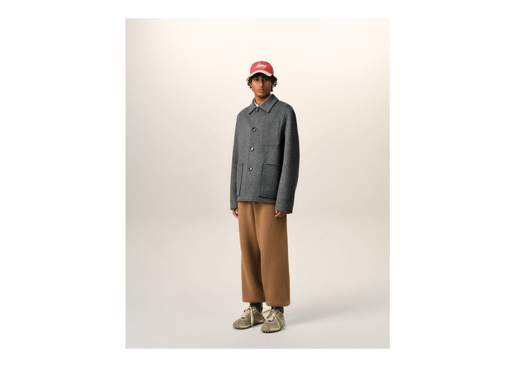 Ami Paris Button-Down Wool and Cashmere Jacket Carbon Grey/Ash Grey