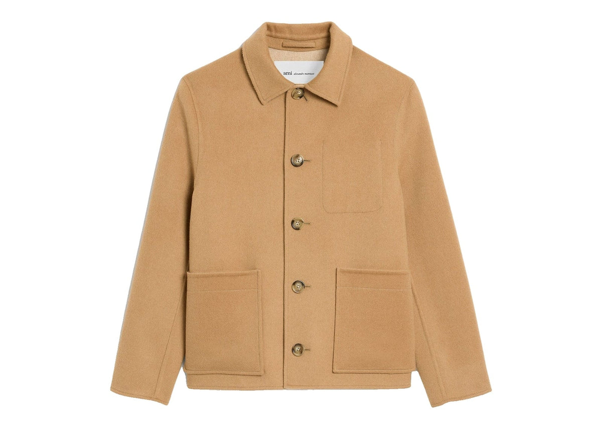 Ami Paris Button-Down Wool and Cashmere Jacket Mastic Beige/Mastic Beige Light