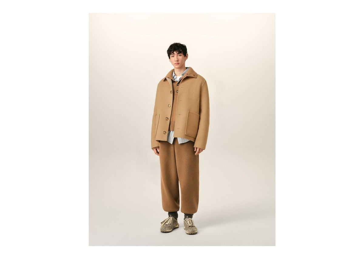 Ami Paris Button-Down Wool and Cashmere Jacket Mastic Beige/Mastic Beige Light