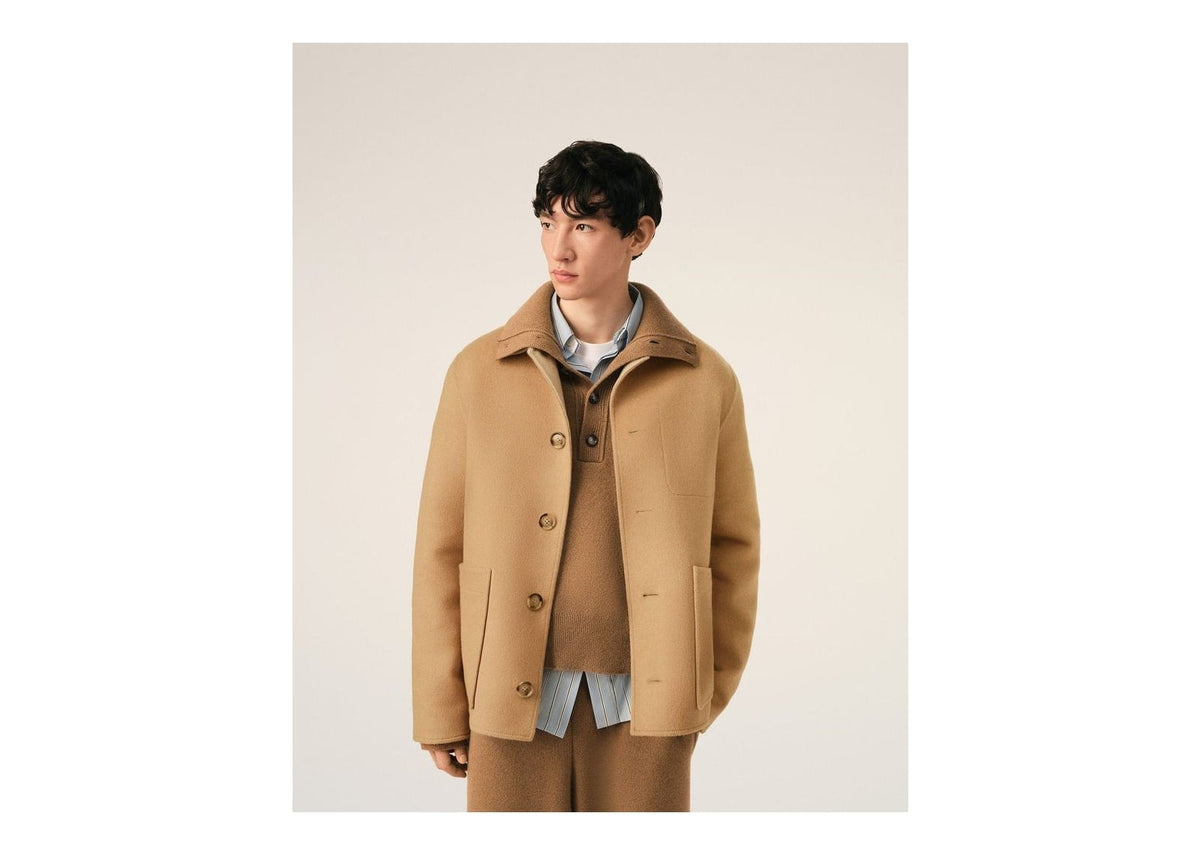 Ami Paris Button-Down Wool and Cashmere Jacket Mastic Beige/Mastic Beige Light