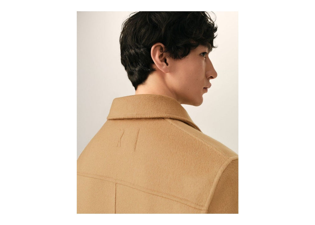 Ami Paris Button-Down Wool and Cashmere Jacket Mastic Beige/Mastic Beige Light