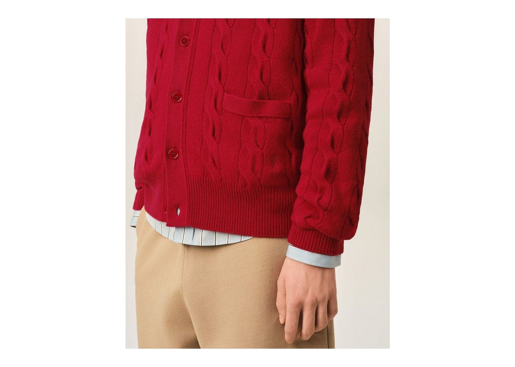 Ami Paris Cable Wool Cardigan Ruby Red