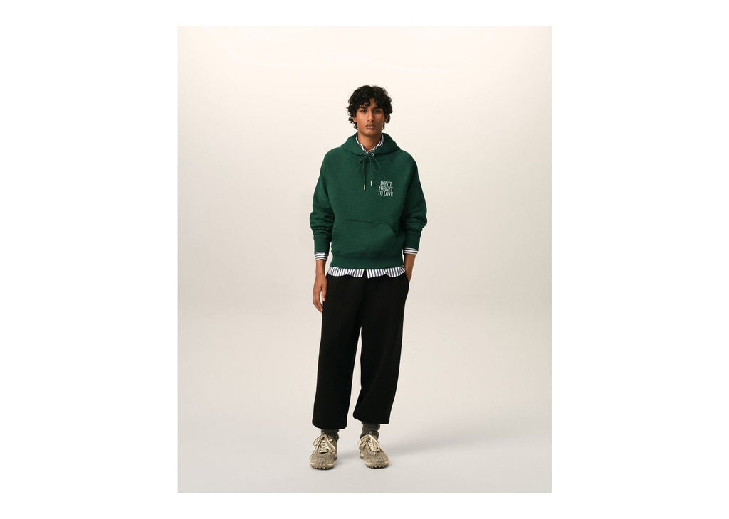 Ami Paris Cotton Don't Forget To Love Hoodie Bottle Green