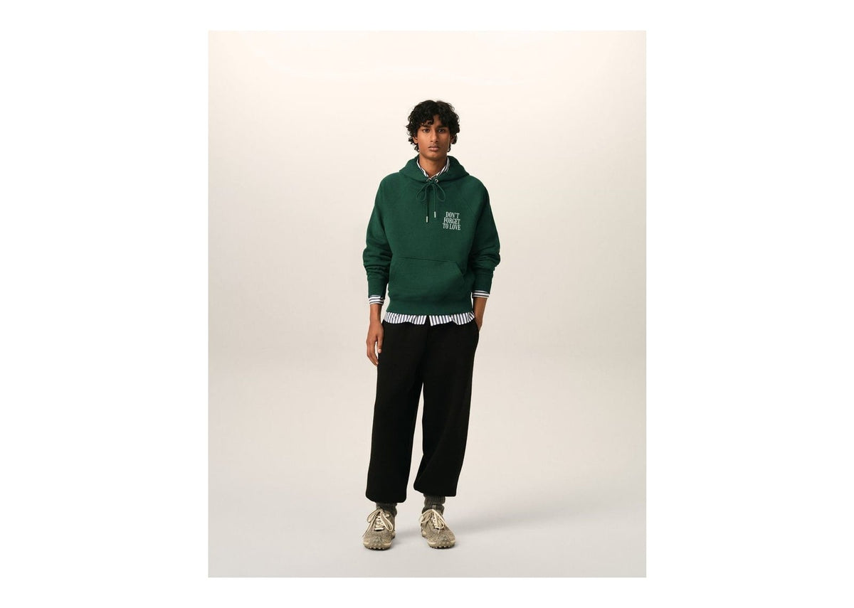 Ami Paris Cotton Don't Forget To Love Hoodie Bottle Green