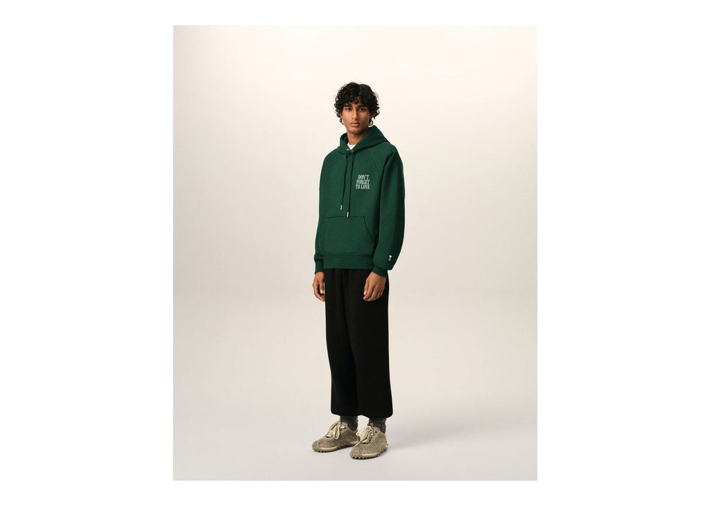 Ami Paris Cotton Don't Forget To Love Hoodie Bottle Green