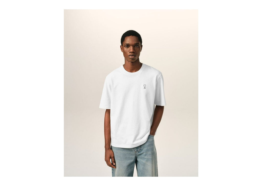 Ami Paris Cotton T-Shirt with Place Des Victoires Print White