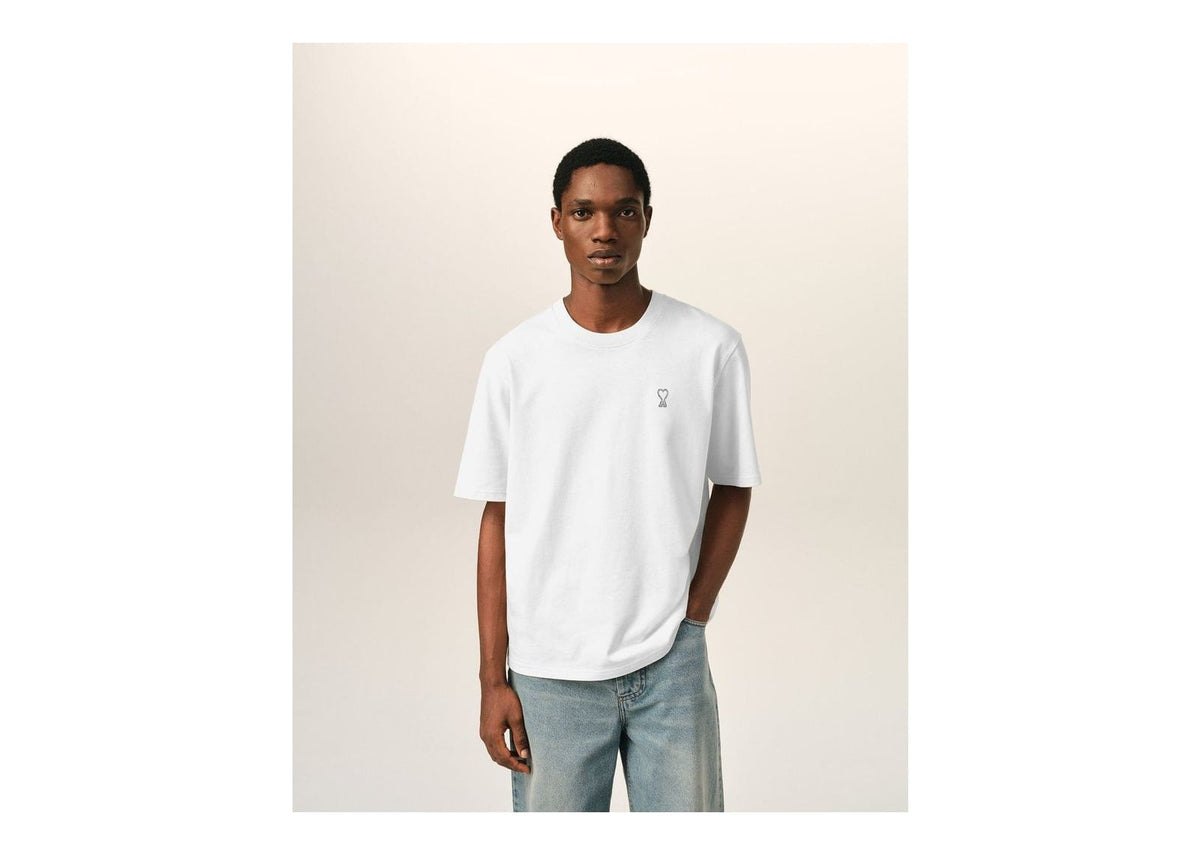 Ami Paris Cotton T-Shirt with Place Des Victoires Print White