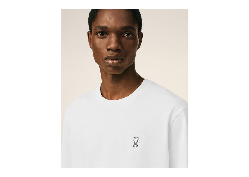 Ami Paris Cotton T-Shirt with Place Des Victoires Print White