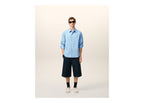 Ami Paris Cotton Tailor Embroidered Ami De Coeur Shirt Cashmere Blue
