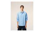 Ami Paris Cotton Tailor Embroidered Ami De Coeur Shirt Cashmere Blue