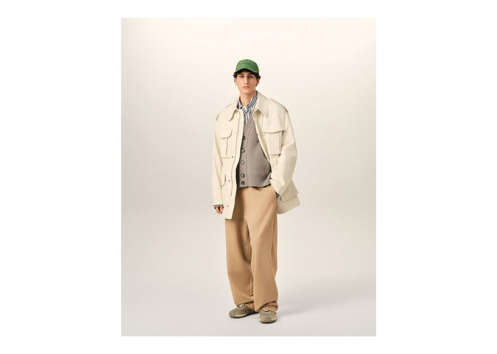 Ami Paris Cotton Utility Parka Jacket Ivory