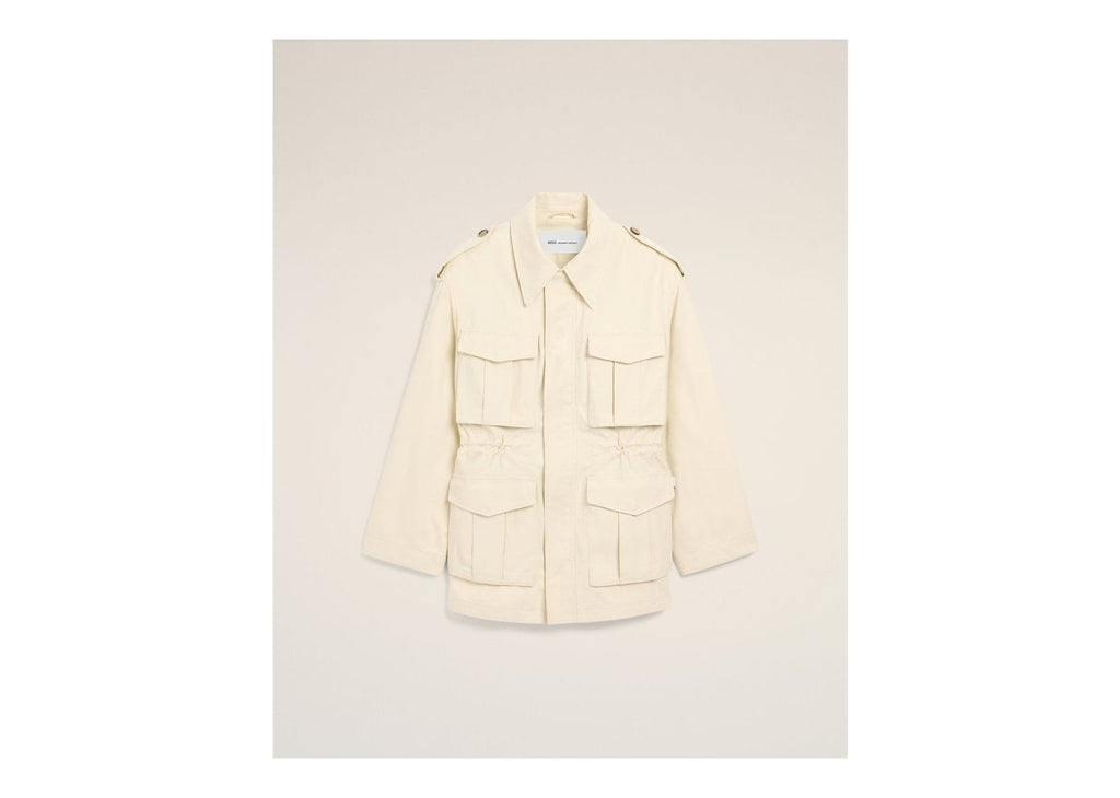 Ami Paris Cotton Utility Parka Jacket Ivory