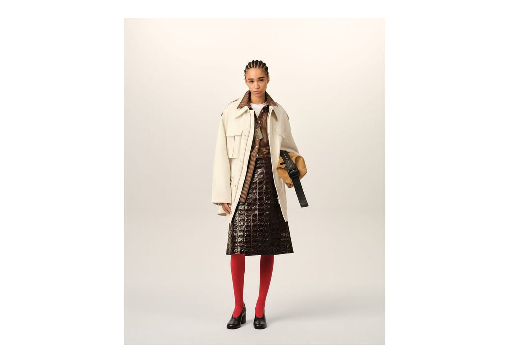Ami Paris Cotton Utility Parka Jacket Ivory