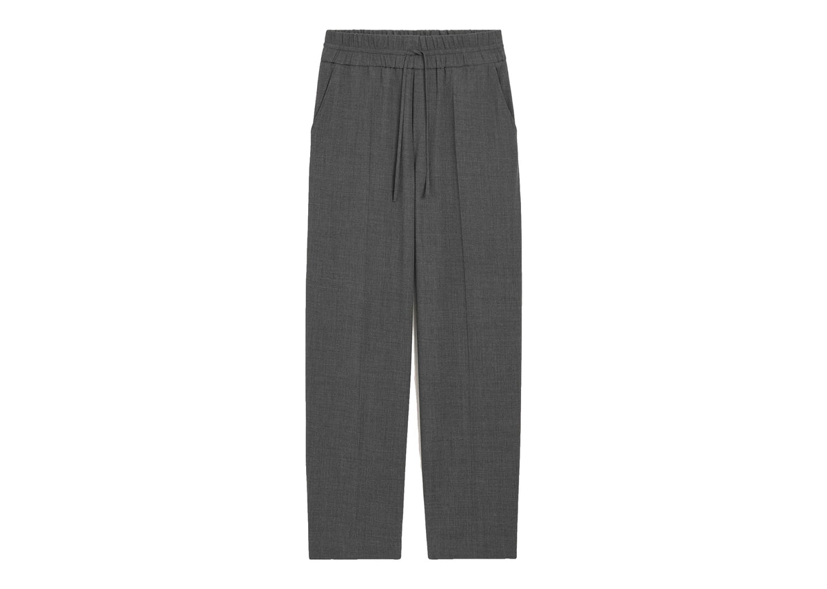 Ami Paris Elasticated-Waist Wool Trousers Relaxed-Fit Carbon Grey