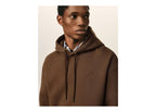 Ami Paris Embossed Ami De Coeur Cotton Hoodie Chocolate Brown