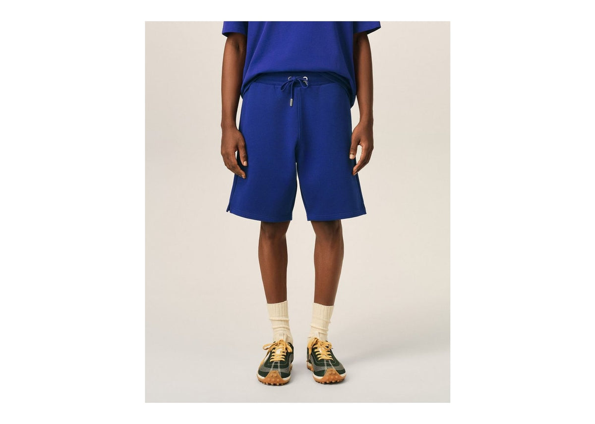 Ami Paris Embossed Ami De Coeur Cotton Shorts Royal Blue