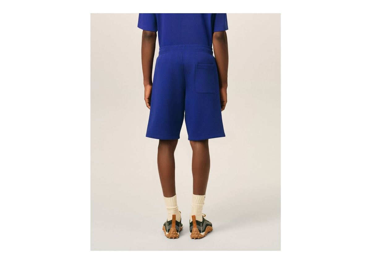 Ami Paris Embossed Ami De Coeur Cotton Shorts Royal Blue