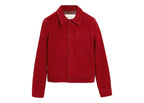 Ami Paris Embossed Ami De Coeur Suede Leather Jacket Ruby Red
