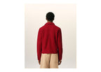Ami Paris Embossed Ami De Coeur Suede Leather Jacket Ruby Red