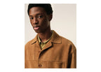 Ami Paris Goat Leather Buttoned Overshirt Caramel