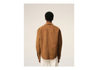 Ami Paris Goat Leather Buttoned Overshirt Caramel