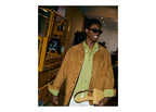 Ami Paris Goat Leather Buttoned Overshirt Caramel