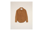 Ami Paris Goat Leather Buttoned Overshirt Caramel