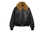 Ami Paris Lamb Leather Padded Jacket Black