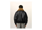 Ami Paris Lamb Leather Padded Jacket Black