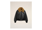 Ami Paris Lamb Leather Padded Jacket Black
