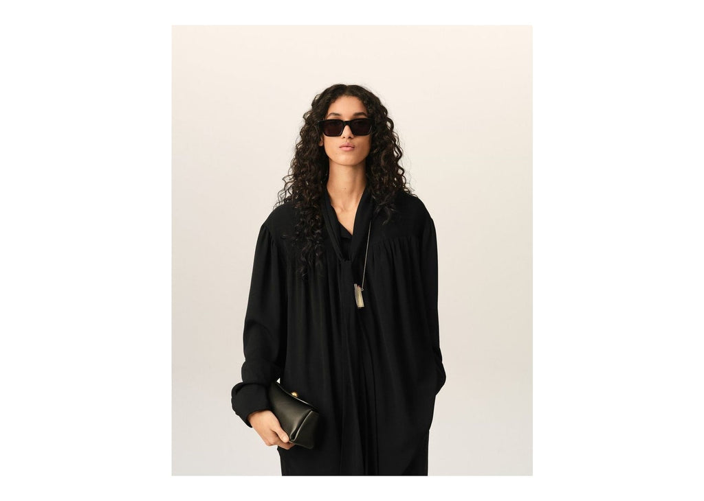 Ami Paris Lavalliere Silk-Blend Blouse Black (W)