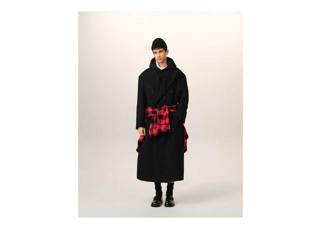 Ami Paris Long Double Breasted Wool Coat Black