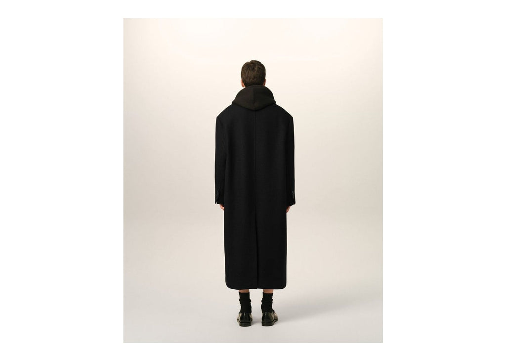 Ami Paris Long Double Breasted Wool Coat Black