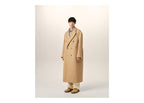 Ami Paris Long Double Breasted Wool Coat Mastic Beige