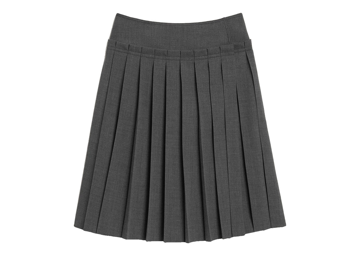 Ami Paris Midi Pleated Wool Skirt Carbon Grey