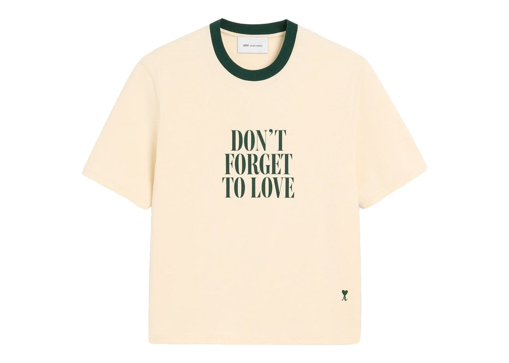 Ami Paris Printed Cotton Don't Forget To Love T-Shirt Ivory