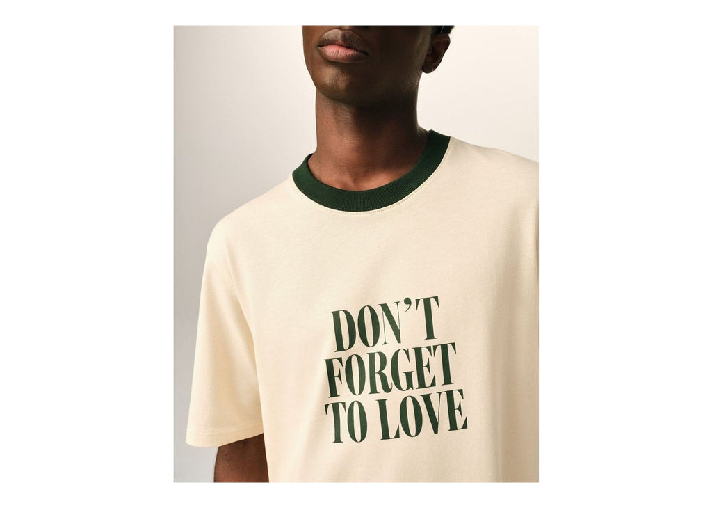 Ami Paris Printed Cotton Don't Forget To Love T-Shirt Ivory
