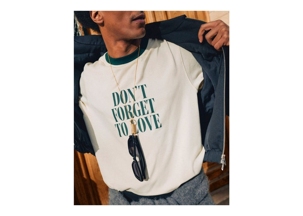 Ami Paris Printed Cotton Don't Forget To Love T-Shirt Ivory
