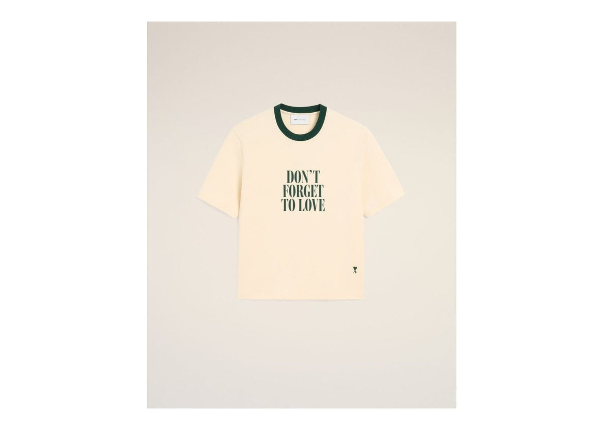 Ami Paris Printed Cotton Don't Forget To Love T-Shirt Ivory
