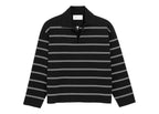 Ami Paris Striped Cotton Polo with Ami Patch Black/White