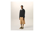 Ami Paris Striped Cotton Polo with Ami Patch Black/White