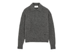 Ami Paris Wool and Alpaca Polo with Ami Embroidery Carbon Grey