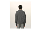 Ami Paris Wool and Alpaca Polo with Ami Embroidery Carbon Grey