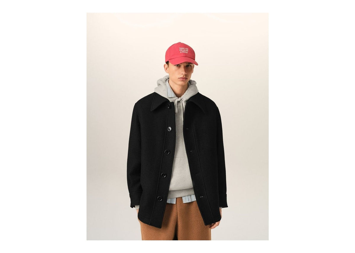 Ami Paris Wool Button-Down Jacket Black