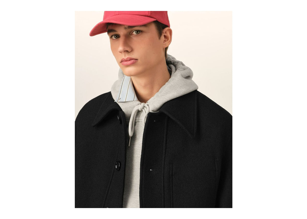 Ami Paris Wool Button-Down Jacket Black
