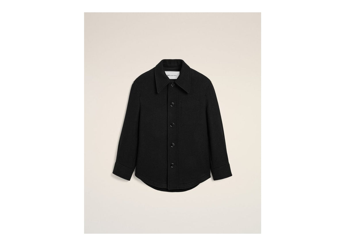 Ami Paris Wool Button-Down Jacket Black